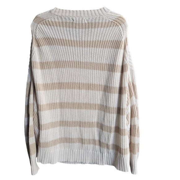 American Eagle AE Women's Cream & Tan Striped Long Sleeve Knit Sweater Size XL - Picture 3 of 13